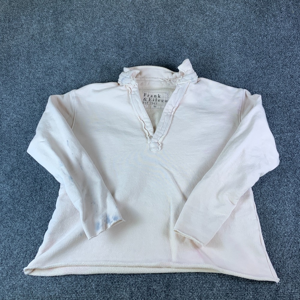 Frank & Eileen Patrick Sweatshirt Womens XS Pink Good V-Neck Cotton Fleece Lined